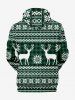 Plus Size Christmas Elk Snowflake Print Drawstring Pocket Hoodie For Men -  