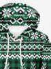 Plus Size Christmas Elk Snowflake Print Drawstring Pocket Hoodie For Men -  
