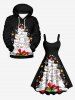 Robe débardeur grande taille imprimée houx, chats fruités, flocons de neige et étoiles - Noir XXS