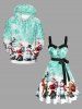 Plus Size Christmas Santa Claus Snowflake Snowman Print Turn Down Collar Dress With Belt -  