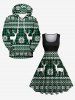 Plus Size Christmas Elk Snowflake Print 1950s Vintage Dress -  