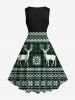 Plus Size Christmas Elk Snowflake Print 1950s Vintage Dress -  