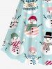 Plus Size Christmas Light Snowflake Snowman Star Print Cinched Dress -  