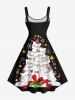 Plus Size Christmas Holly Fruit Cats Snowflake Stars Print Tank Dress -  