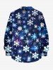 Chemise à manches longues grande taille pour homme, imprimé flocons de neige et galaxie, boutons et poche. - Bleu Ciel 7XL