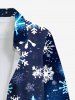 Chemise à manches longues grande taille pour homme, imprimé flocons de neige et galaxie, boutons et poche. - Bleu Ciel 7XL