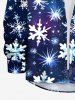 Chemise à manches longues grande taille pour homme, imprimé flocons de neige et galaxie, boutons et poche. - Bleu Ciel 7XL