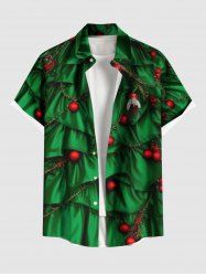 Chemise à poches boutonnées grande taille pour homme, motif guirlande de houx de Noël. - Vert profond S