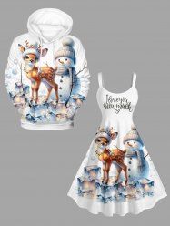 Christmas Ball Elk Snowman Ice Cube Print Plus Size Matching Outfit For Couples -  