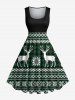 Christmas Elk Snowflake Print Plus Size Matching Outfit For Couples -  
