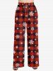 Christmas Snowman Snowflake Plaid Print Plus Size Matching Sleepwear Set -  