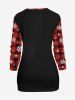 Christmas Snowman Snowflake Plaid Print Plus Size Matching Sleepwear Set -  