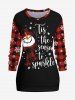 Christmas Snowman Snowflake Plaid Print Plus Size Matching Sleepwear Set -  