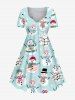 Christmas Light Snowflake Snowman Star Print Plus Size Matching Outfit For Couples -  