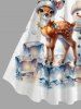 Christmas Ball Elk Snowman Ice Cube Print Plus Size Matching Outfit For Couples -  
