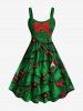 Costume de Noël avec guirlande de houx, imprimé nœud papillon, grande taille, tenue assortie pour couples - Vert 