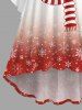 Christmas Snowman Snowflake Ombre Colorblock Print Plus Size Matching Outfit For Couples -  