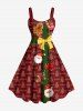 Christmas Tree Santa Claus Gingerbread Bowknot Print Plus Size Matching Outfit For Couples -  