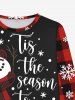 Ensemble pyjama homme grande taille : T-shirt et pantalon de jogging à carreaux avec motif bonhomme de neige et flocons de neige - Rouge Cerise 2XL