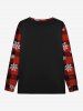 Ensemble pyjama homme grande taille : T-shirt et pantalon de jogging à carreaux avec motif bonhomme de neige et flocons de neige - Rouge Cerise 2XL