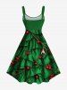 Robe trapèze à imprimé nœud papillon et guirlande de houx, grande taille - Vert 1X