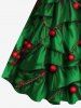 Robe trapèze à imprimé nœud papillon et guirlande de houx, grande taille - Vert 1X
