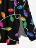 Robe midi trapèze grande taille à imprimé lumineux de Noël coloré et poches fendues - Noir S