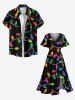 Robe midi trapèze grande taille à imprimé lumineux de Noël coloré et poches fendues - Noir S