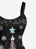 Plus Size Glitter Christmas Tree Elk Ball Snowflake Print A Line Dress -  