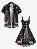 Plus Size Glitter Christmas Tree Elk Ball Snowflake Print A Line Dress -  