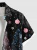 Chemise à poches boutonnées grande taille pour homme, imprimée sapin de Noël pailleté, boule de neige et élan - Noir XL