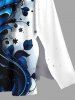 Plus Size Flower Leaf Contrast Print Hawaii Split Pocket A Line Midi Dress -  