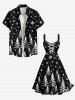 Plus Size Christmas Tree Snowflake Print Lace Up A Line Dress -  