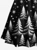Plus Size Christmas Tree Snowflake Print Lace Up A Line Dress -  