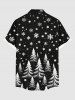 Chemise à poches boutonnées grande taille pour homme, imprimé sapin de Noël et flocons de neige - Noir L