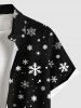 Chemise à poches boutonnées grande taille pour homme, imprimé sapin de Noël et flocons de neige - Noir L