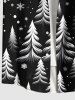 Chemise à poches boutonnées grande taille pour homme, imprimé sapin de Noël et flocons de neige - Noir L