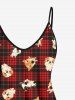 Plus Size Women's Christmas Plaid Dog Print Cami Top -  