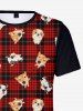 Plus Size Men's Christmas Plaid Dog Print T-shirt -  