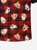 Plus Size Men's Christmas Plaid Dog Print T-shirt -  