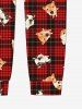 Plus Size Men's Christmas Plaid Dog Print Pajama Jogger Pants -  