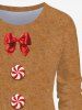 Plus Size Women's Christmas Gingerbread Candy Heart Bowknot Print Sweatshirt -  