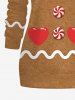 Plus Size Women's Christmas Gingerbread Candy Heart Bowknot Print Sweatshirt -  