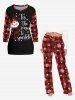 Plus Size Women's Christmas Snowman Snowflake Plaid Print Sweatshirt -  
