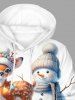 Plus Size Christmas Ball Elk Snowman Ice Cube Print Drawstring Pockets Hoodie For Men -  