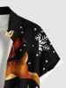 Plus Size Christmas Tree Elk Snowflake Print Buttons Pocket Shirt For Men -  