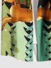 Plus Size Christmas Tree Elk Snowflake Print Buttons Pocket Shirt For Men -  