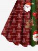 Plus Size Christmas Tree Santa Claus Gingerbread Bowknot Print Tank Dress - Rouge 1X