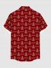 Plus Size Christmas Tree Santa Claus Gingerbread Bowknot Print Buttons Pocket Shirt For Men -  
