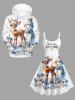 Robe débardeur grande taille imprimée boule de Noël, élan, bonhomme de neige et glaçons - Blanc S